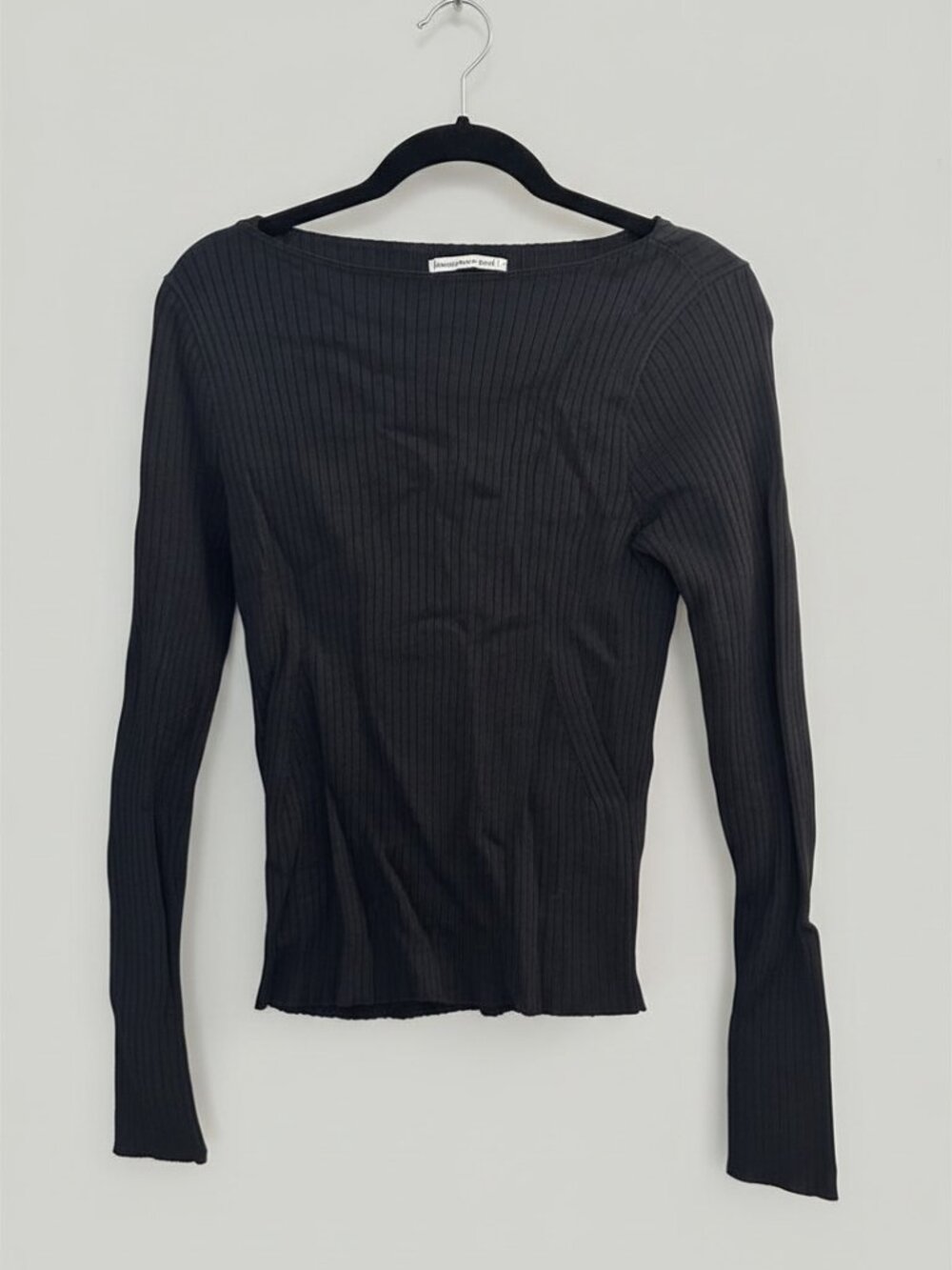 Abercrombie Glossy Slash Boat Neck Top Large - Black - Like New